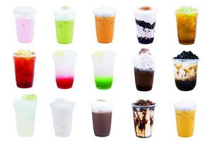 Collection of iced drinks isolated on white background,Summer drinks asia style photo