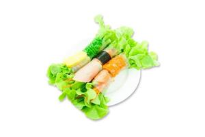 Fresh vegetable spring roll, clean food, Roll salad for weight loss, isolated on white background