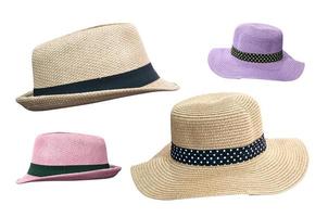 Woven fedora hat isolated on white background with clipping path photo