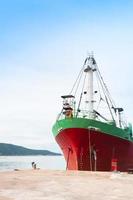 Large cargo ship  with many shipping container in harbor ,ship in harbor thailand photo