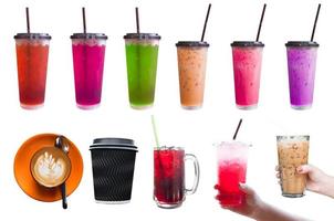 Set of collection of iced drinks isolated on white background photo
