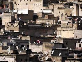 Aerial view panorama of the Fez el Bali medina Morocco. Fes el Bali was founded as the capital of the Idrisid dynasty between 789 and 808 AD. photo