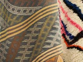 Moroccan handmade carpet at a shop in Medina of Fez, Morocco. photo