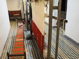 Moroccan handmade carpet at a shop in Medina of Fez, Morocco. photo