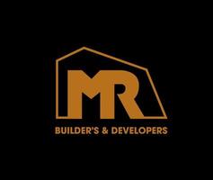 MR Builders and Developers Dummy logo. MR monogram with geometrical architecture. vector