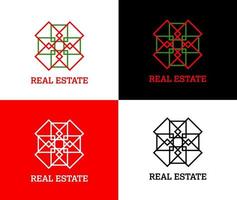 Real  Estate Sample logo unit. the symbol made from 8 Squares, that Squares extricate of 8 direction. vector