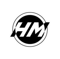 HM on round logo. HM typography logo. HM round letters monogram vector