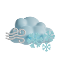 icono 3d de nube de nieve ventosa png