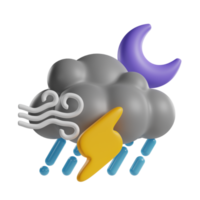 orage nuit icône 3d png