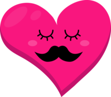 Emoticon Heart with Mustache and Closed Eyes png