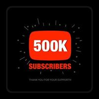 500k suscriptores gracias post. gracias fans por 500k suscriptores. vector
