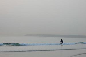 Beach shore fishing, traditional fishing as a hobby photo