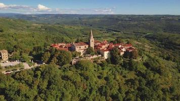 Flight over the historical artist city of Groznjan in Croatia during daytime video