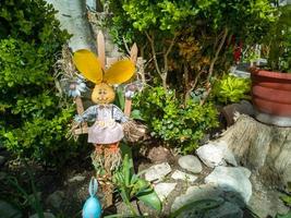 Easter Eggs on the trees. Traditional bulgarian national decoration for Easter. photo