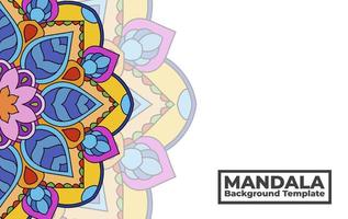 plantilla de fondo vectorial con diseño de patrón de mandala ornamental, banner de mandala de flores decorativas con lugar para textos vector