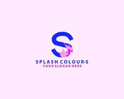 Letter S wave or water splash colorful logo vector