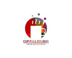 Colorful cup cafe logo design template vector