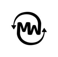 Monograma de letras 'mw'. Monograma de letras iniciales de la empresa mw. vector