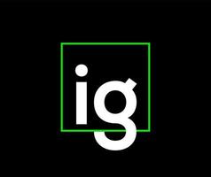 IG company name initial letters logo. IG letters in Green box. Brand IG. vector