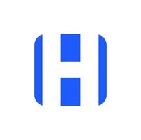 H overlapped with blue square. H company initial letter monogram. vector