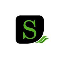 S letters with green leaf. S company logo green leaf. vector