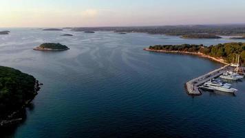 Drone video of Croatian coastal town Vrsar in Istria during sunset