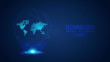 Modern World Map Holograph on Technology Background vector