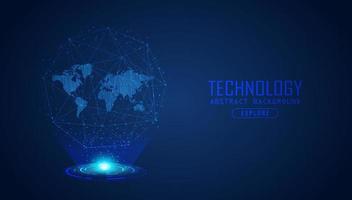 Modern World Map Holograph on Technology Background vector