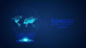 Modern World Map Holograph on Technology Background vector