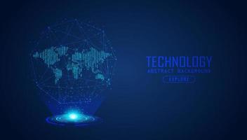 Modern World Map Holograph on Technology Background vector