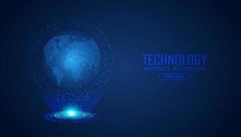 Modern World Map Holograph on Technology Background vector