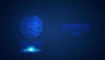 Modern Holographic Globe on Technology Background vector