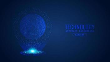 Modern Holographic Globe on Technology Background vector