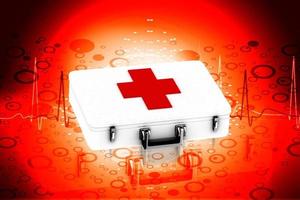 Digital illustration of First aid box in color background photo