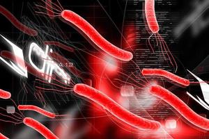 Digital illustration of Helicobacter bacteria in color background photo