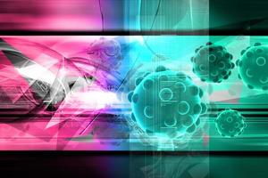 3d multi use Bacteria in bubbles background photo