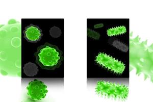 renderizar altamente bacterias y virus 3d en fondo blanco foto