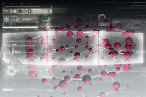 Digital illustration of molecular in abstract color background photo