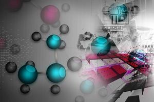 Digital illustration of molecular in abstract color background photo