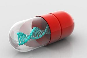 Ilustración 3D de ADN dentro de la cápsula. foto