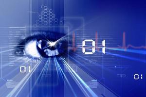 Digital illustration of an eye scan as concept for secure digital identity photo