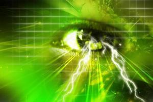 Digital illustration of an eye scan as concept for secure digital identity photo