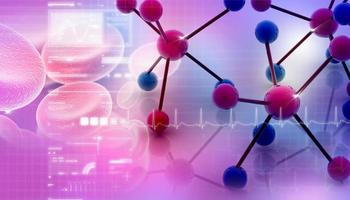 Digital illustration of molecules in abstract background photo