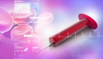 3d rendering of a syringe in abstract background photo