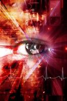 Digital illustration of an eye scan as concept for secure digital identity photo