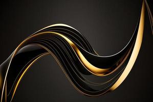 abstract minimalist curves lines black and gold photo
