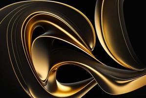 abstract minimalist curves lines black and gold photo