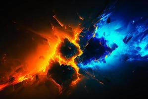 Abstract orange and blue light effects photo