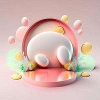Shiny Easter Podium with 3D Eggs Decoration for Product Display photo