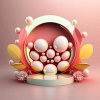 Shiny Easter Podium with Rendered Eggs Decoration for Product Presentation photo